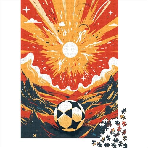Bunter Fußball, 1000 Teile, Holzpuzzle für Erwachsene, Puzzle, Lernspiel, Herausforderungsspielzeug, 1000 Teile (38 x 26 cm) von TBDUEPS