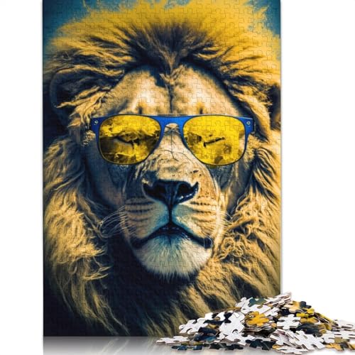 Bunter Löwe mit Brille, Puzzle, Premium, 100% recycelte Pappe, 100% recycelter Karton, Puzzle für Kinder und Erwachsene, 1000 Teile (75 x 50 cm) von TBDUEPS