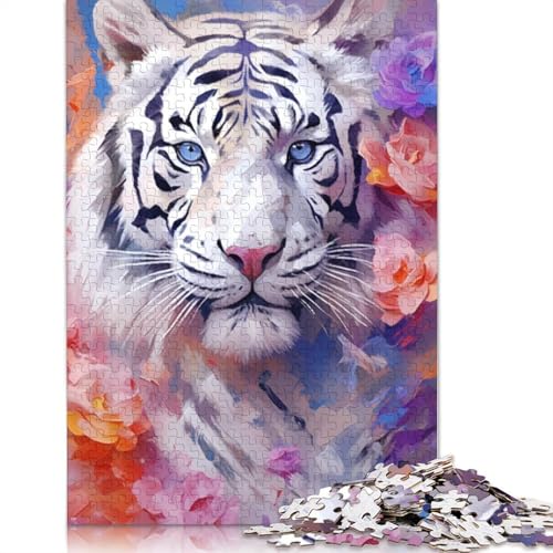 Bunter Tiertiger, 1000 Teile, Holzpuzzle für Erwachsene, Puzzle, Lernspiel, Herausforderungsspielzeug, 1000 Stück (75 x 50 cm) von TBDUEPS