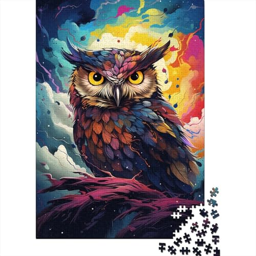 Buntes, künstlerisches Eulen-Puzzle, 1000 Teile, Puzzle für Erwachsene, Unmögliches Puzzle, Holzspielzeug, Puzzle, anspruchsvolles Spiel, 1000 Teile (75 x 50 cm) von TBDUEPS