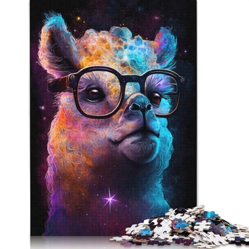 Buntes Alpaka mit Brille, Puzzle, Entspannungs-Herausforderung, Spielzeug, rechteckiges Papierpuzzle für Jungen oder Mädchen, 1000 Teile (75 x 50 cm) von TBDUEPS
