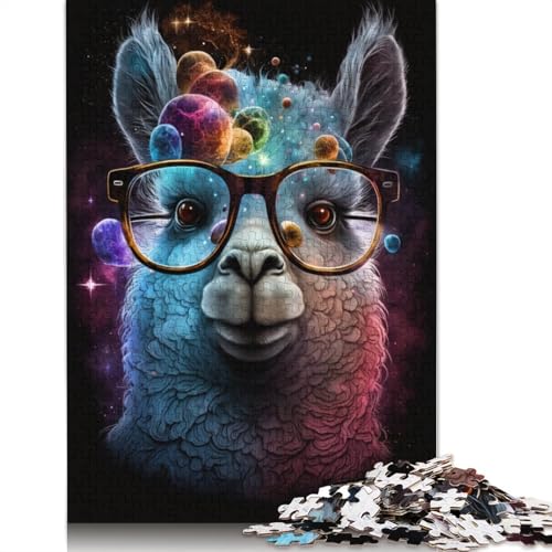 Buntes Alpaka mit Brille, Puzzle, kreative Spiele, 100% recycelter Karton, Puzzle für Erwachsene, 1000 Teile (75 x 50 cm) von TBDUEPS
