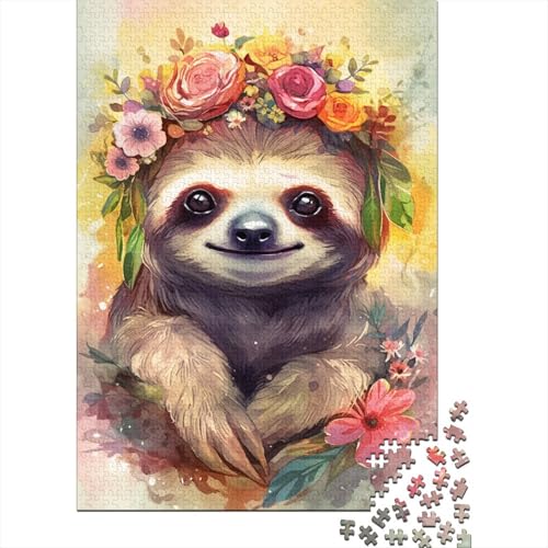 Buntes Faultier-Baby-Puzzle, lustige Aktivität für zu Hause, Premium-Karton-Puzzle für Erwachsene, Teenager, 300 Teile (40 x 28 cm) von TBDUEPS