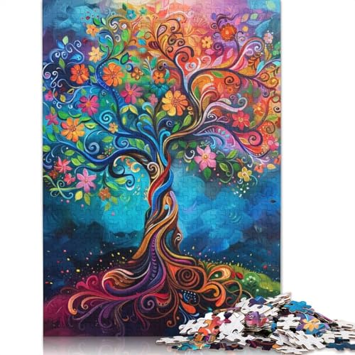 Buntes Puzzle mit Lebensbaum, einzigartige Heimdekoration, 100% recycelter Karton, Puzzle für Erwachsene, 1000 Teile (75 x 50 cm) von TBDUEPS