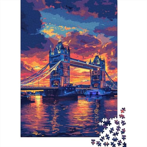 Buntes Puzzle mit der Tower Bridge in London, kreative Spiele, 100% recycelter Karton, Puzzle für Erwachsene, 300 Teile (40 x 28 cm) von TBDUEPS