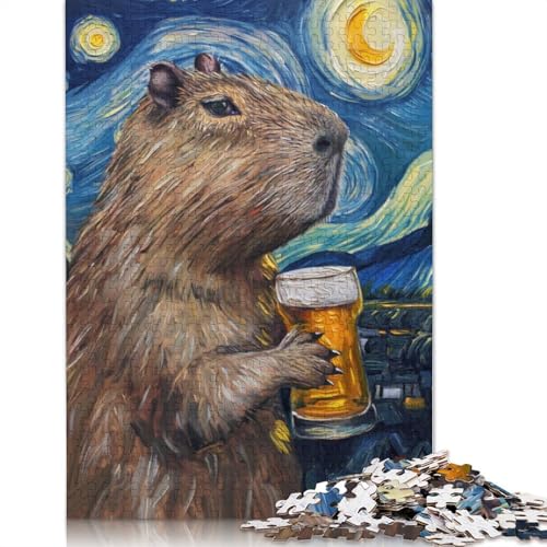 Capybara trinkt Bier, 1000-teiliges Puzzle für Erwachsene | | Familienspaß-Puzzles für Erwachsene, Geschenke, Denkspiele, 1000 Teile (38 x 26 cm) von TBDUEPS