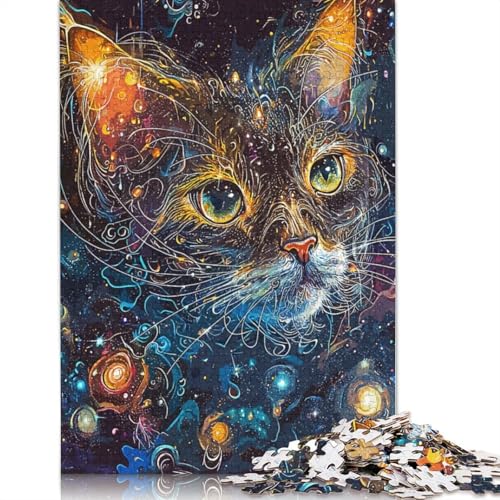 Cat Art Cosmic Puzzle 1000-teilige Schwer Puzzle Spielzeug Lernspiel Impossible Herausforderungsspielzeug Für Erwachsene Und Kinder in Bewährter 1000pcs (38x26cm) von TBDUEPS