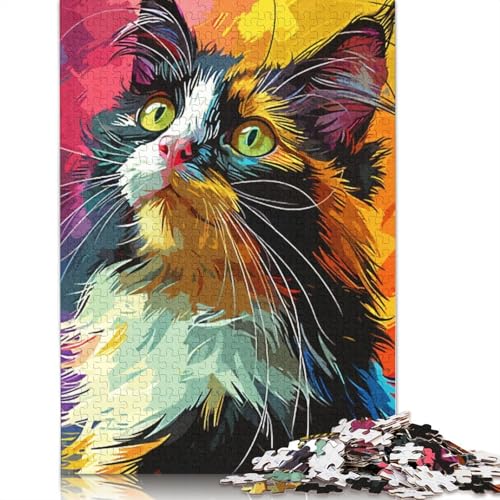 Cat Colorful Paint Puzzle 1000-teilige Schwer Puzzle Spielzeug Lernspiel Impossible Herausforderungsspielzeug Für Erwachsene Und Kinder in Bewährter 1000pcs (75x50cm) von TBDUEPS