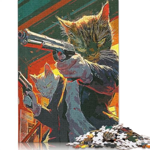 Cat Fiction Puzzle 1000-teilige Schwer Puzzle Spielzeug Lernspiel Impossible Herausforderung Spielzeug Für Erwachsene Kinder 1000pcs (75x50cm) von TBDUEPS