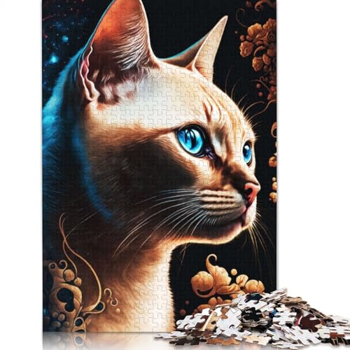 Cat Portrait Puzzle 1000-teilige Schwer Puzzle Spielzeug Pädagogisches Spiel Impossible Herausforderung Spielzeug Für Erwachsene Kinder 1000pcs (75x50cm) von TBDUEPS