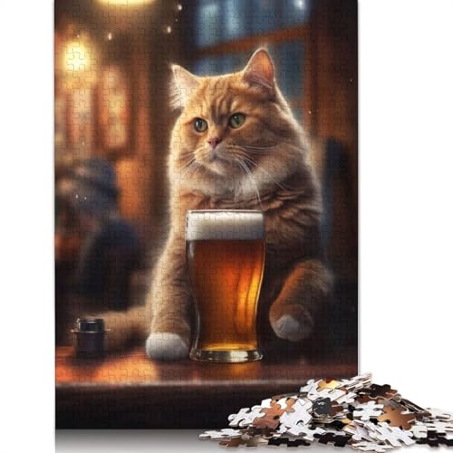 Cat Pub Beer 1000-teiliges Puzzle für Erwachsene | | Familienspaß-Puzzles für Erwachsene, Geschenke, Denkspiele, 1000 Teile (38 x 26 cm) von TBDUEPS