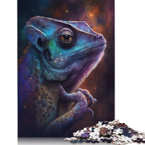 Chamäleon-Puzzle, 100% recyceltes Kartonpapier, rechteckiges Puzzle für Erwachsene und Kinder, 1000 Teile (75 x 50 cm) von TBDUEPS