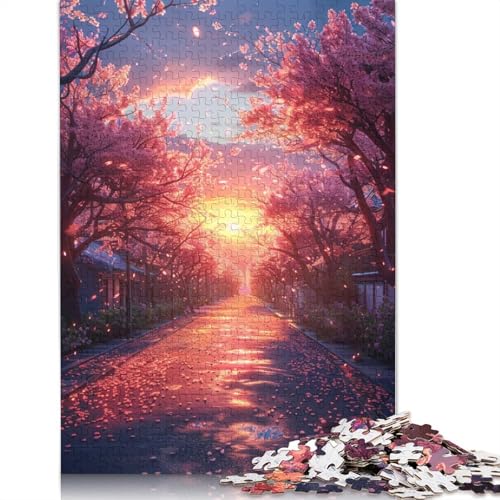 Cherry Blossom Road Puzzle, Dekompressionsspielzeug, rechteckiges Papierpuzzle für Kinder und Erwachsene ab 12 Jahren, 1000 Teile (75 x 50 cm) von TBDUEPS