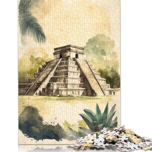 Chichen Itza Aquarell-Puzzle für Erwachsene und Jugendliche, 1000 Teile, Puzzle für Erwachsene, Lernspiel, Herausforderungsspielzeug, 1000 Teile (75 x 50 cm) von TBDUEPS