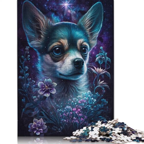 Chihuahua-Blumen-Puzzle, anpassbare Bilder, 100% recycelter Karton, Puzzle für Erwachsene und Teenager, einzigartiges Geschenk, 1000 Teile (75 x 50 cm) von TBDUEPS