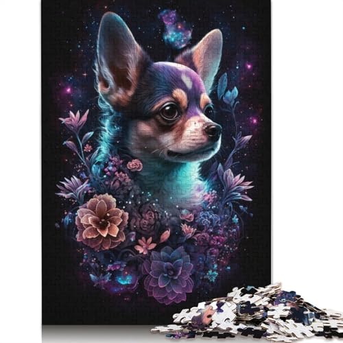 Chihuahua-Blumen-Puzzle, herausfordernd und knifflig, 100% recycelter Karton, Puzzle für Erwachsene und Kinder, 1000 Teile (75 x 50 cm) von TBDUEPS