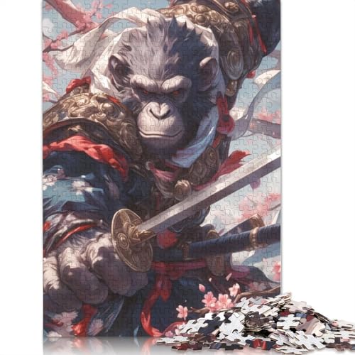 Chimpanzee Samurai Sakura Puzzle 1000 Teile Schwer Puzzle Spielzeug Lernspiel Impossible Herausforderungsspielzeug Für Erwachsene Kinder 1000pcs (75x50cm) von TBDUEPS