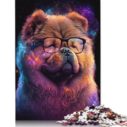 Chow-Chow mit Brille, Puzzle, Denksportaufgabe, 100% recycelter Karton, Puzzle für Kinder und Erwachsene ab 12 Jahren, 1000 Teile (75 x 50 cm) von TBDUEPS