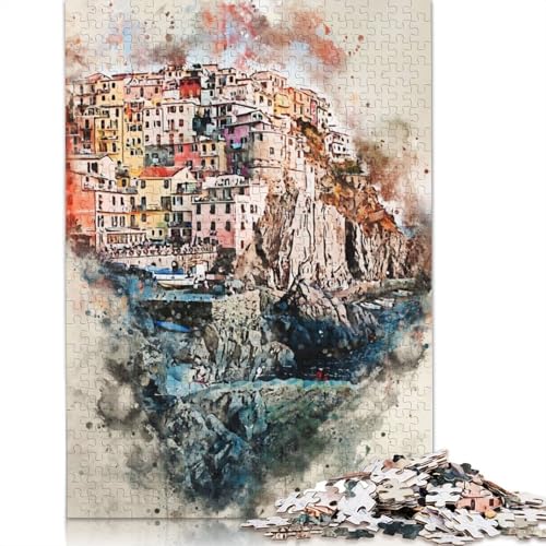 Cinque Terre in Manarola, Puzzle 1000 Teile, für Teenager, Geschenke, Holzpuzzle, Puzzle für Erwachsene, Puzzles für Erwachsene, 1000 Teile (75 x 50 cm) von TBDUEPS