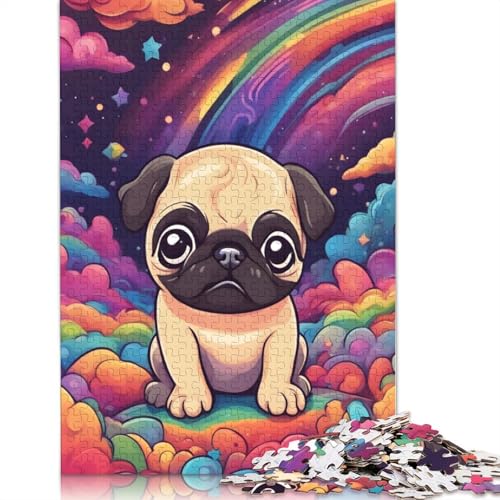 Colorful Cute Pug Puzzles 1000 Teile Schwer Puzzle Spielzeug Lernspiel Impossible Herausforderungsspielzeug Für Erwachsene Und Kinder Ab 14 Jahren 1000pcs (75x50cm) von TBDUEPS
