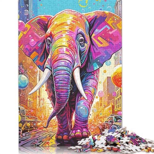 Colorful Elephant Vintage Puzzles 1000 Teile Schwer Puzzle Spielzeug Lernspiel Impossible Herausforderung Spielzeug Für Erwachsene Kinder 1000pcs (75x50cm) von TBDUEPS
