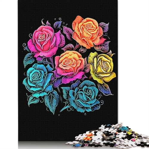 Colorful Flowers Puzzle 1000-teilige Schwer Puzzle Spielzeug Lernspiel Impossible Herausforderung Spielzeug Für Erwachsene Kinder 1000pcs (75x50cm) von TBDUEPS