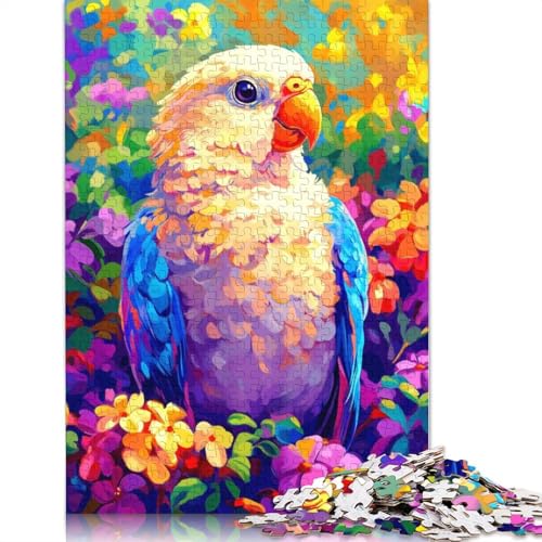 Colorful Parrot in Flowers Puzzle 1000-teilige Schwer Puzzle Spielzeug Lernspiel Impossible Herausforderung Spielzeug Für Erwachsene Und Kinder Ab 14 Jahren 1000pcs (75x50cm) von TBDUEPS