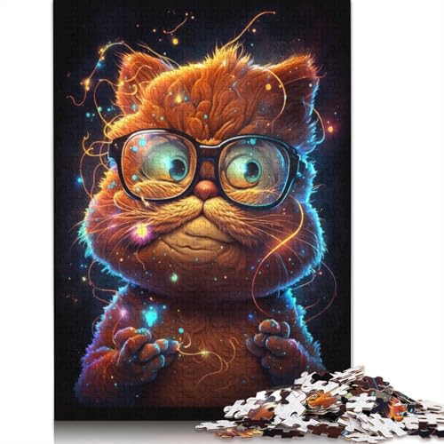 Cosmic Garfield trägt eine Brille. Schwierige Herausforderung. Puzzle aus 100% recyceltem Karton für Kinder und Erwachsene (75 x 50 cm) von TBDUEPS