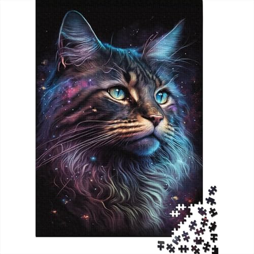 Cosmic Maine Coon Cat Puzzle, Denksportaufgabe, 100% recycelter Karton, Puzzle für Kinder und Erwachsene ab 12 Jahren, 300 Teile (40 x 28 cm) von TBDUEPS