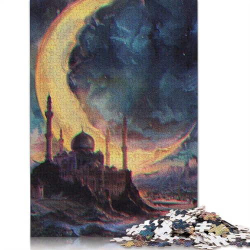 Crescent Moon of Ramadan Puzzle 1000 Teile Schwer Puzzle Spielzeug Pädagogisches Spiel Impossible Herausforderung Spielzeug Für Erwachsene Und Kinder in Bewährter 1000pcs (75x50cm) von TBDUEPS
