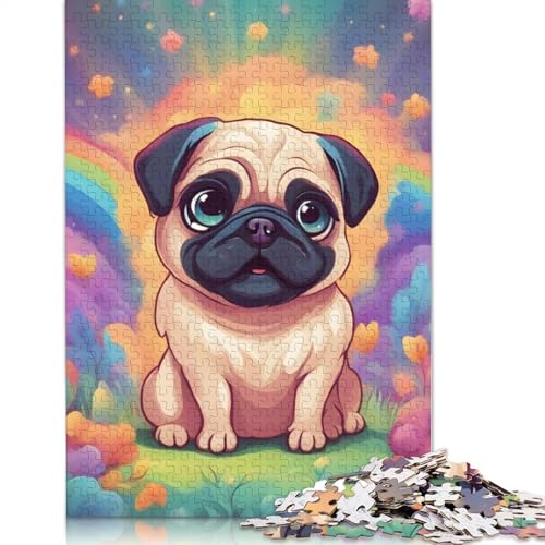 Cute Pug Puzzles 1000 Teile Schwer Puzzle Spielzeug Pädagogisches Spiel Impossible Herausforderung Spielzeug Für Erwachsene Kinder 1000pcs (75x50cm) von TBDUEPS