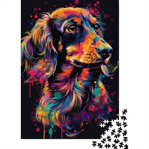 Dackel-Hundekunst, 1000-teiliges Puzzle, Holzpuzzle für Teenager, lustiges Puzzle, 1000 Teile (38 x 26 cm) von TBDUEPS