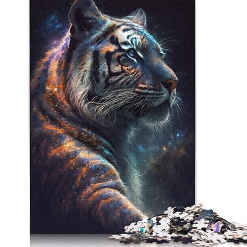 Das Cosmic Tiger Puzzle, rechteckige Pappe, 100% recycelte Pappe, Puzzle für Erwachsene, 1000 Teile (75 x 50 cm) von TBDUEPS