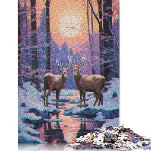 Deer and Forest Puzzle 1000 Teile Schwer Puzzle Spielzeug Pädagogisches Spiel Impossible Herausforderung Spielzeug Für Erwachsene Kinder 1000pcs (75x50cm) von TBDUEPS