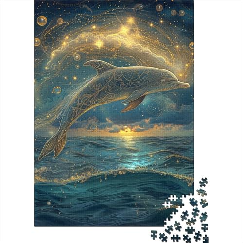 Delphin-Puzzle, einzigartige Heimdekoration, Premium-Karton-Puzzle für Erwachsene und Teenager, einzigartiges Geschenk, 38 x 26 cm/1000 Teile Delphin-Puzzle, einzigartige Heimdekoration, Premium-Karton-Puzzle für Erwachsene und Teenager, einzigartiges Geschenk, 38 x 26 cm/1000 Teile von TBDUEPS