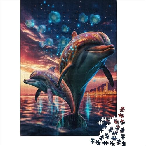 Delphin-Puzzle, einzigartiges rechteckiges Papier-Puzzle für die Heimdekoration, für Erwachsene und Teenager, Muttertagsgeschenke, 70 x 50 cm, 1000 Teile Delphin-Puzzle, einzigartiges rechteckiges Papier-Puzzle für die Heimdekoration, für Erwachsene und Teenager, Muttertagsgeschenke, 70 x 50 cm, 1000 Teile von TBDUEPS