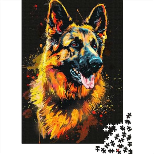 Deutscher Schäferhund DJ Neon 1000-teiliges Puzzle für Teenager, Geschenke, Holzpuzzle, Puzzle für Erwachsene, Lernspiele für Zuhause, DIY-Spielzeug, 1000 Teile (38 x 26 cm) von TBDUEPS