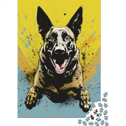 Deutscher Schäferhund Puzzle DIY Spiel Papier Rechteckiges Puzzle für Jungen oder Mädchen Geburtstagsgeschenk 38x26cm/1000 Teile von TBDUEPS