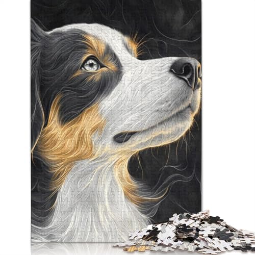 Dog Portrait in Black and White Puzzle 1000-teilige Schwer Puzzle Spielzeug Lernspiel Impossible Herausforderung Spielzeug Für Erwachsene Und Kinder Ab 14 Jahren 1000pcs (38x26cm) von TBDUEPS