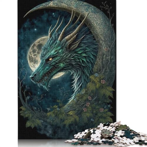 Drache auf dem Mond, Puzzle, kreative Spiele, 100% recycelter Karton, Puzzle für Erwachsene, 1000 Teile (75 x 50 cm) von TBDUEPS