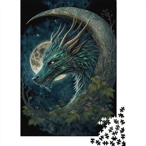 Drache auf dem Mond-Puzzle, 100% recycelter Karton, Premium-Karton, Puzzle für Erwachsene und Kinder, 300 Teile (40 x 28 cm) von TBDUEPS