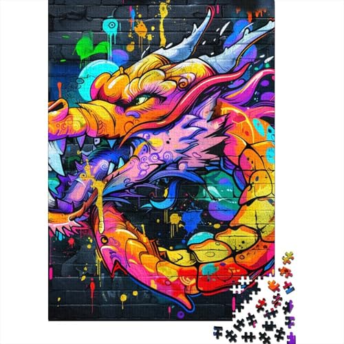 Drachenpuzzle, präzises ineinander greifendes rechteckiges Papierpuzzle für Jungen oder Mädchen, 70 x 50 cm/1000 Teile von TBDUEPS