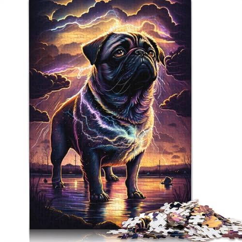 Dream Pug Dog Puzzle, kreative Spiele, 100% recycelter Karton, Puzzle für Erwachsene, 1000 Teile (75 x 50 cm) von TBDUEPS
