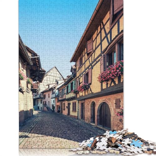Eguisheim-Straßenposter-Puzzles 1000 Teile für Teenager-Geschenke, Holzpuzzle, Puzzle für Erwachsene, Familienspaß, Puzzles 1000 Teile (75 x 50 cm) von TBDUEPS