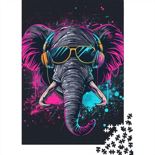 Elefant mit Kopfhörern, Puzzle, 1000 Teile, für Erwachsene und Jugendliche ab 12 Jahren, 1000 Teile (38 x 26 cm) von TBDUEPS