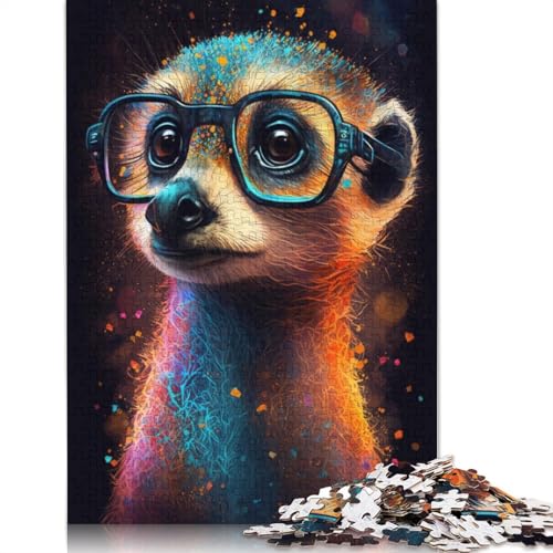 Erdmännchen mit Brille, Puzzle, Lernspiele, Familienaktivitäten, Premium-Karton-Puzzle für Frauen und Männer, 1000 Teile (75 x 50 cm) von TBDUEPS