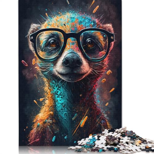 Erdmännchen mit Brille, Puzzlespaß, Premium-Karton-Puzzle für Jungen oder Mädchen, 1000 Teile (75 x 50 cm) von TBDUEPS