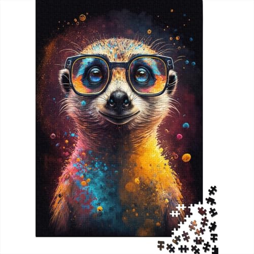 Erdmännchen mit Brille, herausforderndes und kniffliges Puzzle aus hochwertigem Karton für Erwachsene und Teenager, 300 Teile (40 x 28 cm) von TBDUEPS