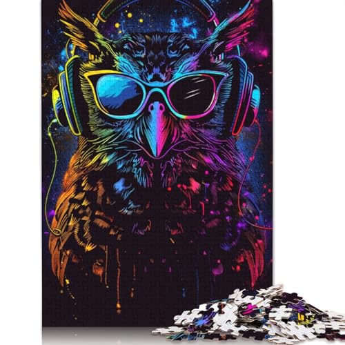 Eule mit Sonnenbrille, 1000-teiliges Puzzle, Holzpuzzle für Teenager, lustiges Puzzle, 1000 Teile (75 x 50 cm) von TBDUEPS