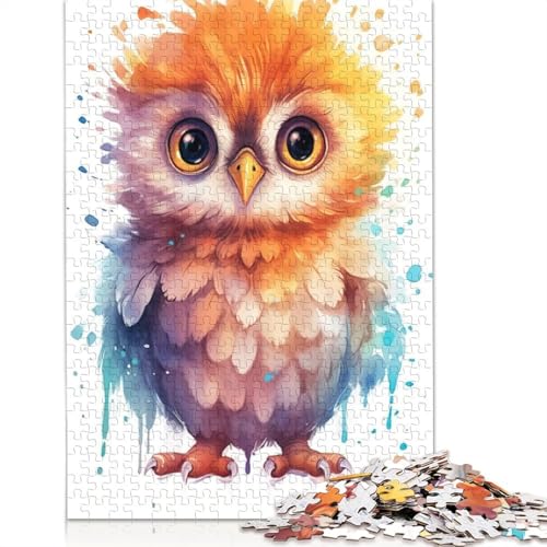 Eulen-Aquarell, 1000-teiliges Puzzle für Erwachsene | | Familienspaß-Puzzles für Erwachsene, Geschenke, Denkspiele, 1000 Teile (75 x 50 cm) von TBDUEPS